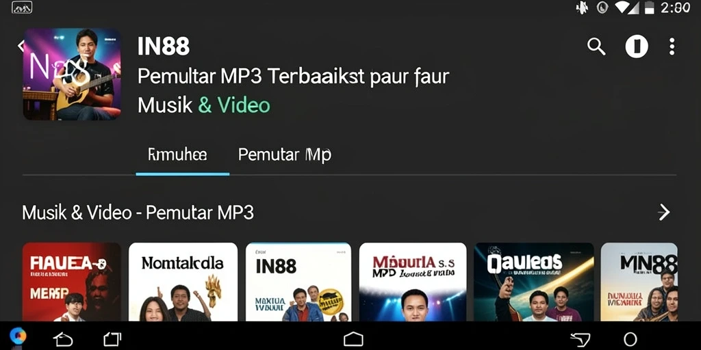 Antarmuka IN88 yang sederhana dan modern untuk Pemutar MP3.