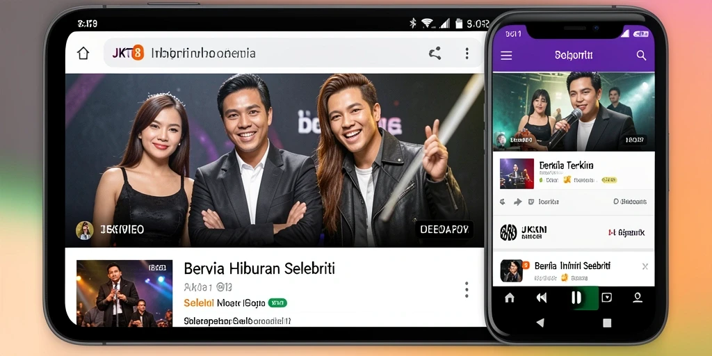 Antarmuka JKT8 yang menarik dengan berita selebriti terbaru.