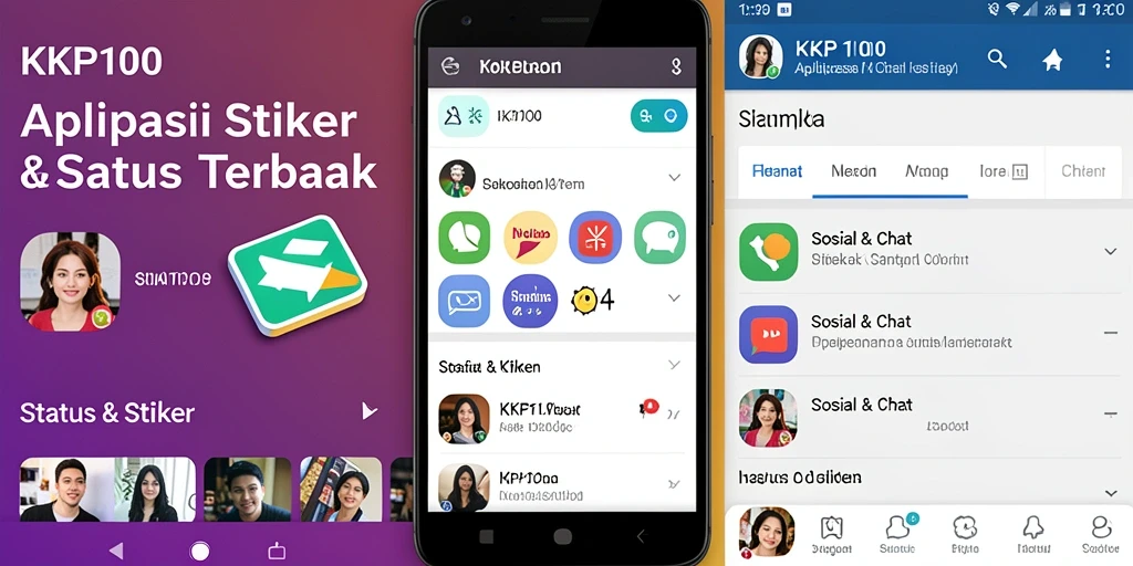 Antarmuka KPK100 menampilkan berbagai stiker dan status menarik.