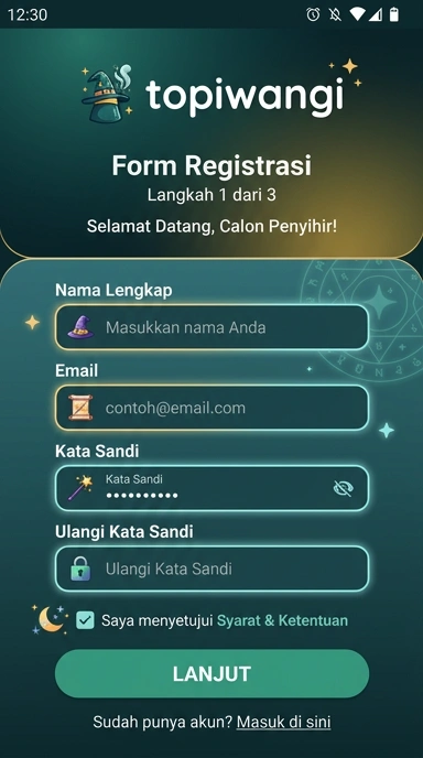 Tampilan halaman daftar topiwangi